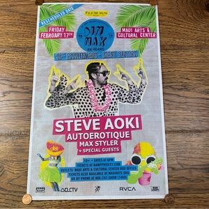 USED Steve Aoki Maui Hawaii Dim Mak 20 YR Concert Poster 2016 / 2017 - 17” x 11”